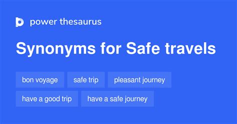 safe travels synonym|SAFE TRAVELS in Thesaurus: 100+ Synonyms & Antonyms for .